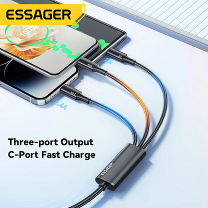 100W 7A USB Type C Fast Charger Cable 3 in 1 Fast Charging Cable for Iphone 16 15 14 13 12 Promax Samsung Xiaomi Macbook
