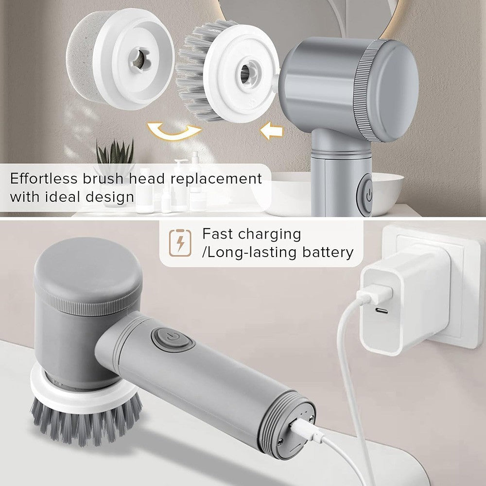 Electric Spin Scrubber with 6 Brush Heads Rechargeable Bathroom Shower Tile Clea