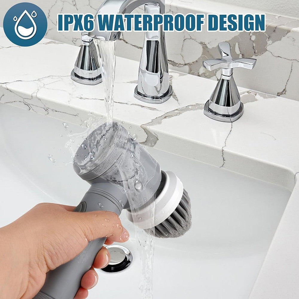 Electric Spin Scrubber with 6 Brush Heads Rechargeable Bathroom Shower Tile Clea