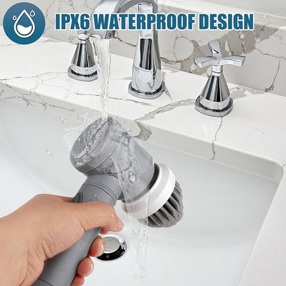 Electric Spin Scrubber with 6 Brush Heads Rechargeable Bathroom Shower Tile Clea