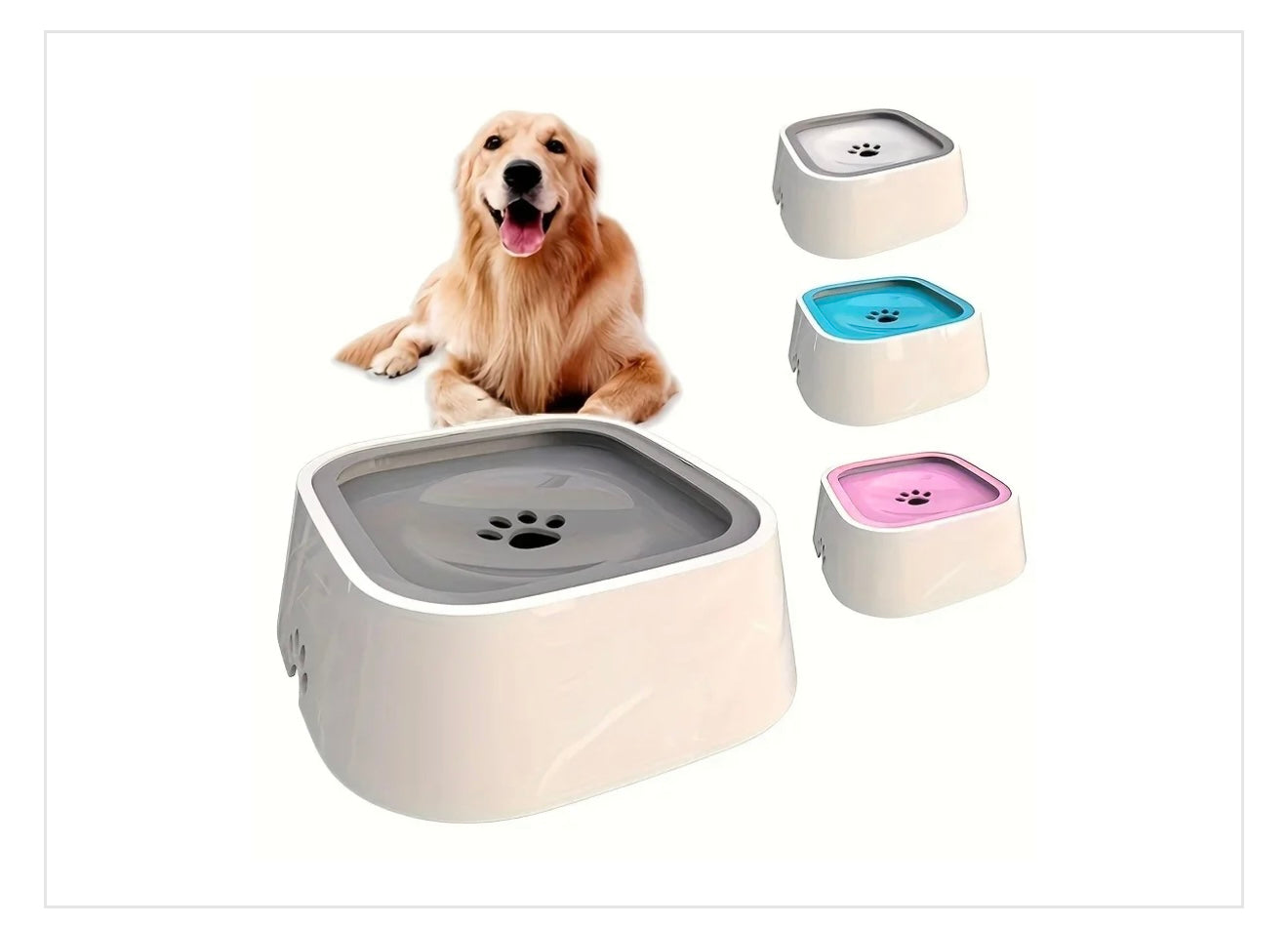 Spill Proof Dog Water Bowl, 35Oz No Spill Water Bowl for Dogs, 1L Slow Drinking Dog Water Bowl, Vehicle Travel Water Bowl