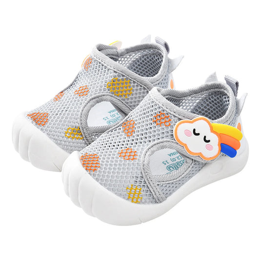Baby Boys Girls Breathable Double Mesh Toddler Shoes Soft Bottom Elastic Comfortable Non-Slip Casual Shoes for Learning Walking